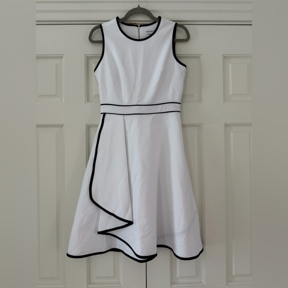 Calvin Klein White Dress with Black Accents